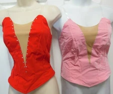 Nude Inset Basque Rhinestones adjustable clear strap Ballet many colors