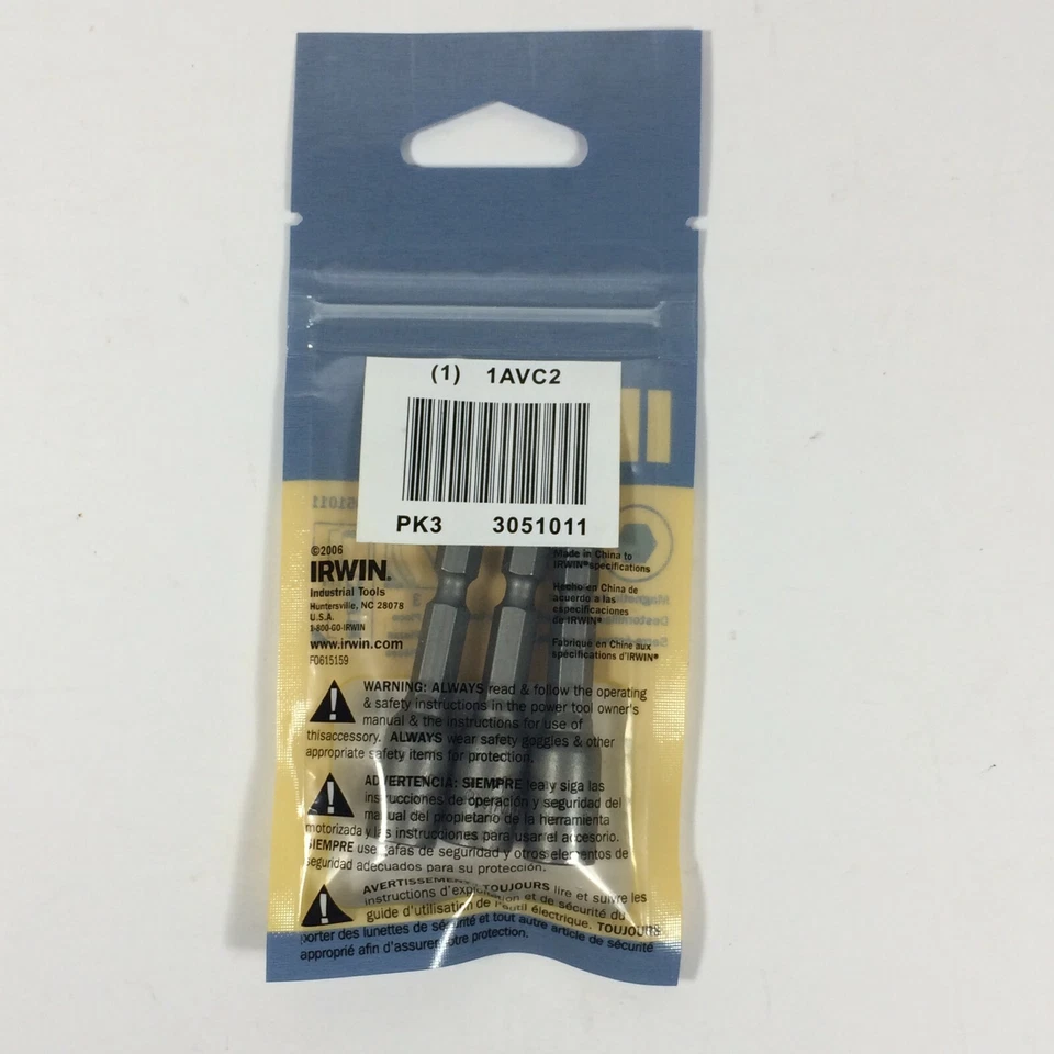 NEW Factory Sealed Irwin Magnetic Nutsetters 1/4 inch 3-Piece Pack 3051011  - Image 2 of 2