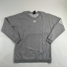 Adidas Sweater Medium Grey Women 3 Stripes Pullover Spellout Used 5 DP5670