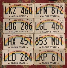 1 HAWAII RAINBOW GRAPHIC LICENSE PLATE ALOHA STATE CRAFT CONDITION RANDOM # HI.