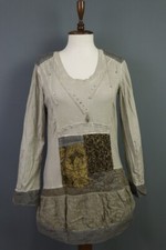 Elisa Cavaletti Club Gray Patched Wool A-Line Short Dress Size M