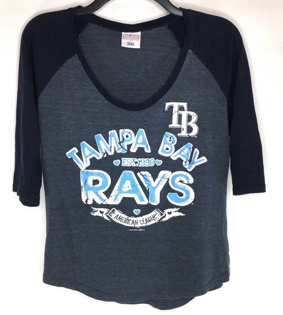 Tampa Bay Rays Womens T Shirt 3/4 Sleeve by Campus Lifestyle TB Blue