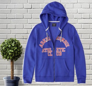 Nueva Abercrombie Hombre sudadera con capucha con Cremallera Completa  Logotipo Gráfico Azul, Xs | eBay