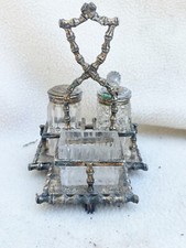 ANTIKES SILBER TELLER KRUZIFIX SET GEW&Uuml;RZE GESCHIRR WANDERER HALL SALZ SENFTOPF