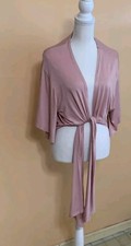 Womens pink Shrug Shawl Wraps Elegant Solid Cropped Cover Up tie Small
