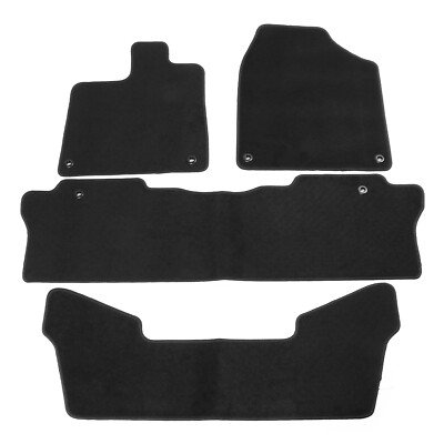 Fits 16-22 Honda Pilot Black Floor Mats Carpet Non-slip Front & Rear Nylon 3Pcs
