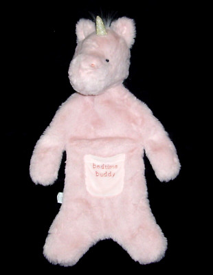 Mud Pie Pink Unicorn Bedtime Buddy Plush Stuffed Unicorn Flat Blanket Lovey
