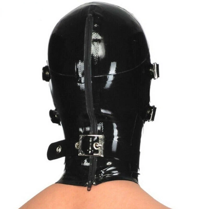 Male Latex Mask Removable Eyes mask Rubber Hood BDSM Fetish Clubwear Cosplay - Image 4 of 4