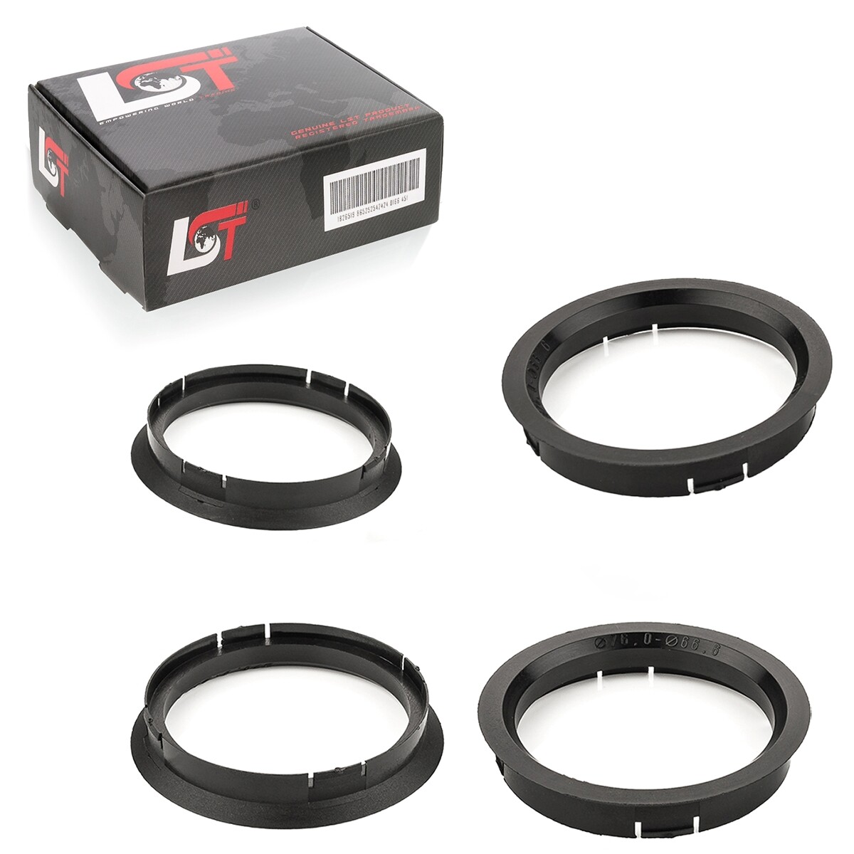 4X Centering Rings Spacers Black Alloy Wheels Ø 76 - 66.6 Mm For Mercedes-Benz