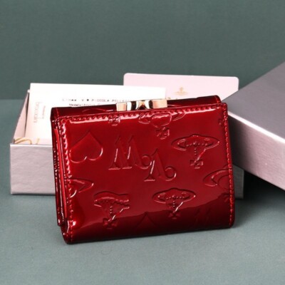 Vivienne Westwood Tri-fold Wallet Red Enamel Orb Outlet MINT With