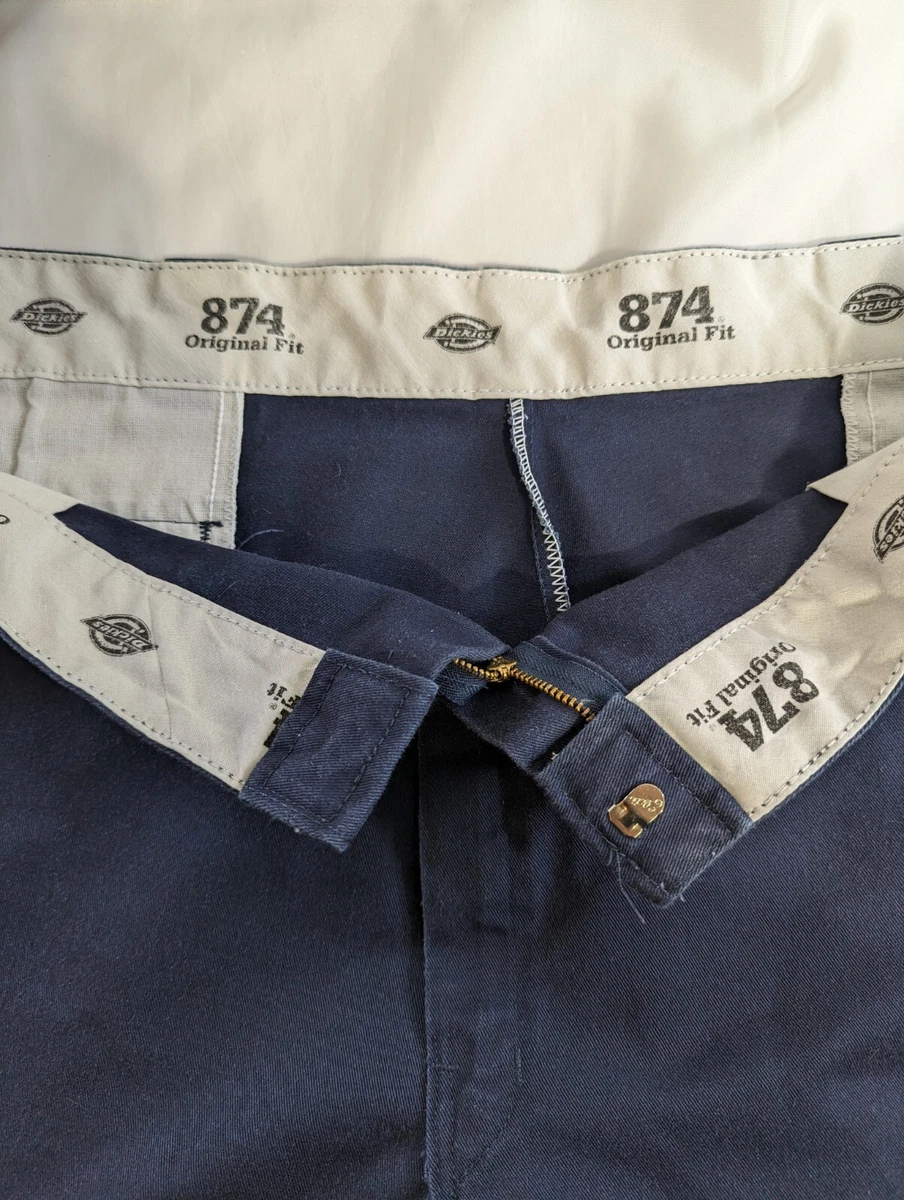 Vintage 90s Dickies 874 Work Pants Men’s 42 x 32 Navy Blue Chinos