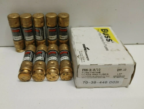 LOT OF 9 NEW OLD STOCK! BUSSMANN FUSETRON 8/10A 250V RK5 FUSES FRN-R-8/10