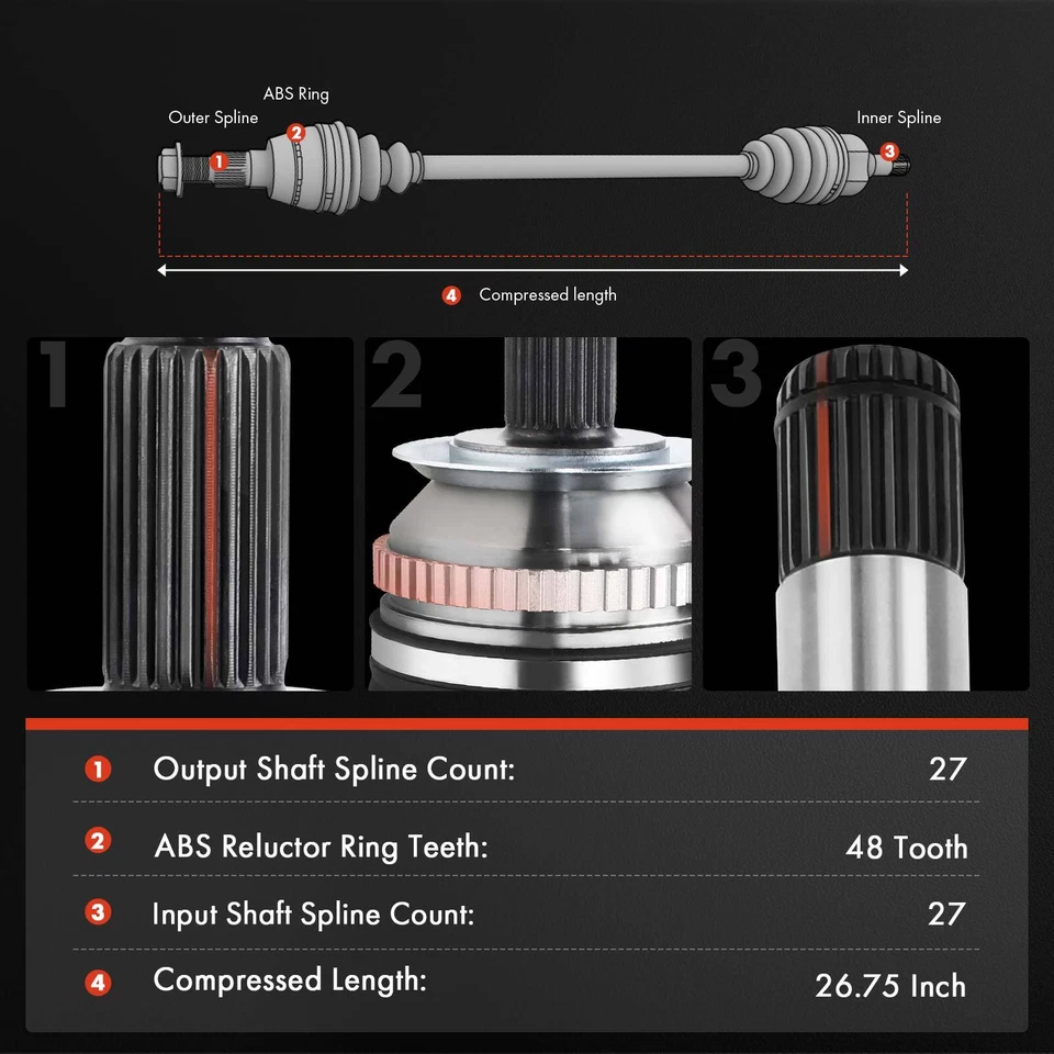 Front Left CV Axle Assembly for Kia Magentis 2007-2009 Optima 2006-2009 Rondo - Image 2 of 4