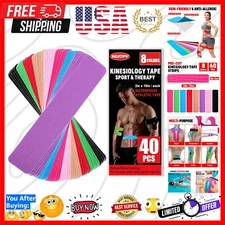 40PCS Cotton Kinesiology Tape in 8 Colors - Hypoallergenic & Waterproof