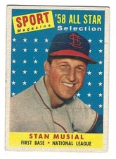 Nice 1958 Topps All Star card of Cardinals HOF IF. Stan Musial #476-Ex+
