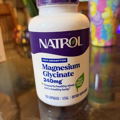 Natrol Magnesium Glycinate 240 mg High Absorption 120 CAPSULES / 2 month Supply