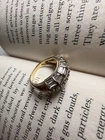 Vintage 925 CZ Ring Gold Tone Baguette & Round Cut Band Statement Ring Size 6