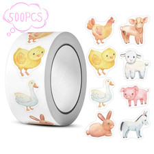 1 Roll of 500 Non-Standard Farm Animal Stickers 2.5Cm/1.0'' DIY Gift Decoration
