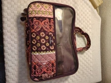 Modella Cosmetic Bag Toiletry  Makeup Travel Organize 2 Zip Pocket Purple Floral