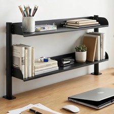 24-Inch Clamp On Desktop Shelf, 2-Tier Office Desk Organizer, Extended Compac...