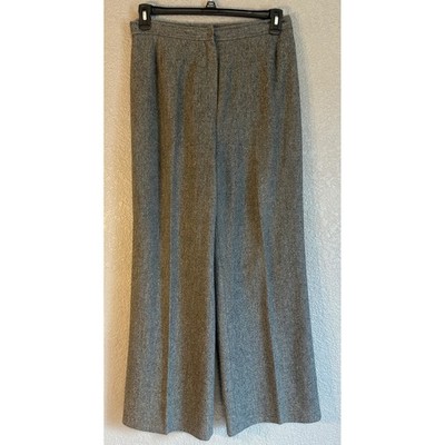Vtg Personal Leslie Fay Wool Trousers Gray Wide Leg High Waist Pants 16 ILGWU