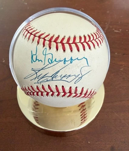 Ken Griffey Jr & Sr Mariners - Reds HOF Signed Official Baseball Autograph