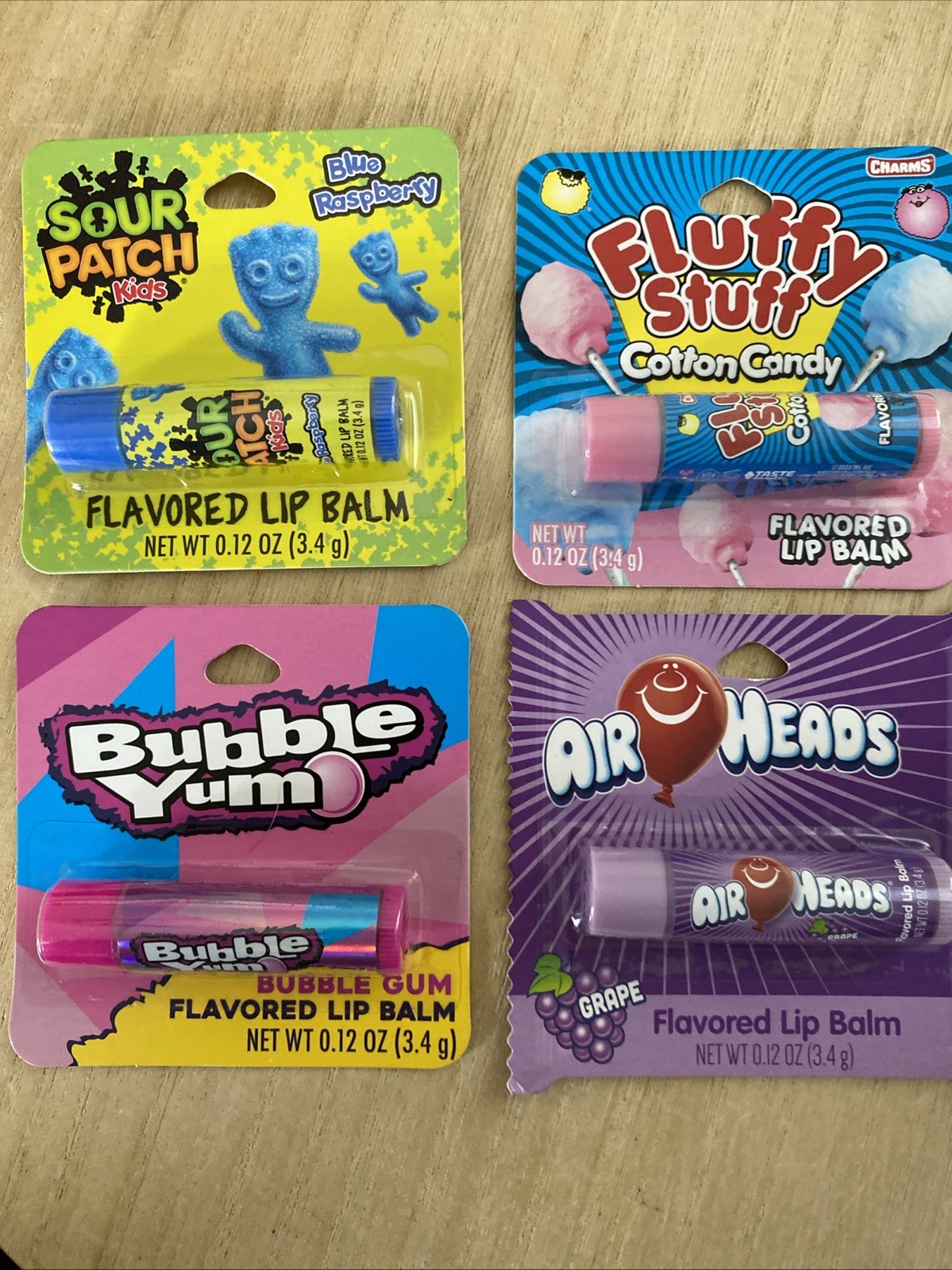 4x Fluffy Cotton Candy Sour Patch Air Heads Flavored Lip Balm Moisturizer