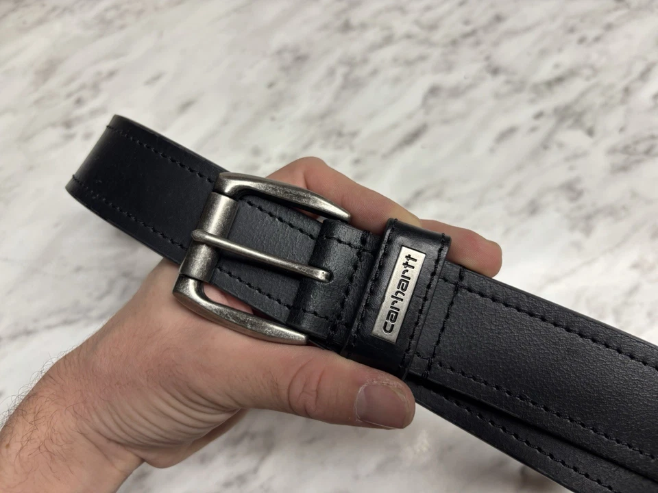 Cinto de couro Carhartt masculino 44 preto genuíno grão integral WB5561-M vestuário de trabalho trabalho - Imagem 2 de 4