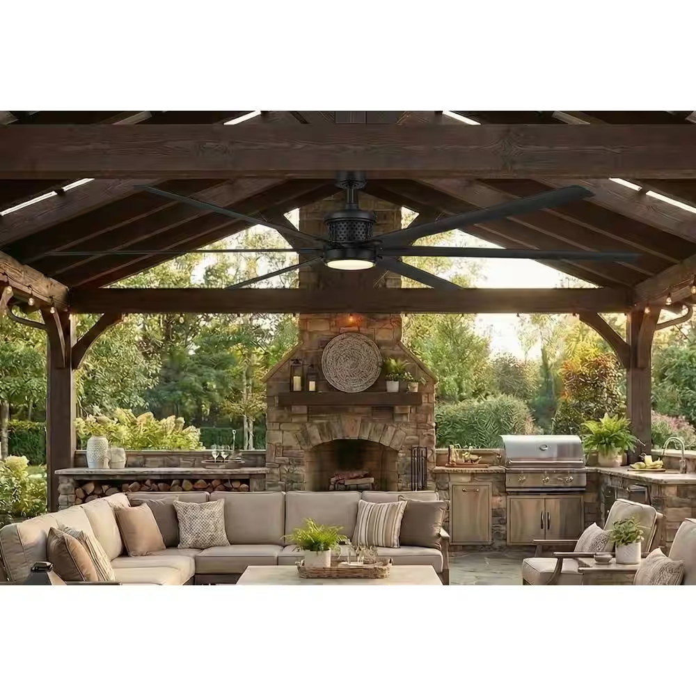 Royalty II 120 In. Indoor/Outdoor Matte Black DC Motor Ceiling Fan with Adjustab
