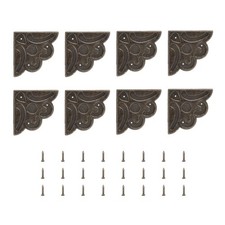 8pcs Vintage Flat Corners Bracket with Screw for Box Cupboards Furniture Bronze