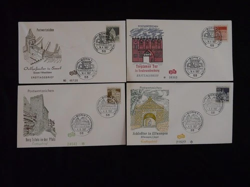 set of 4 FDC architecture buildings Germany 1967