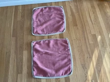 Pair Pottery Barn Linen Salmon Pink Pillow Covers Braided Rope Trim 24 X 24