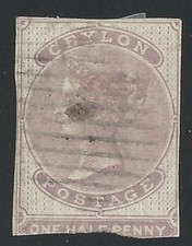 1857 CEYLAN - SG n° 16 1/2d lilas rougeâtre UTILISÉ