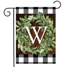 Briarwood Lane Wreath Monogram W Garden Flag