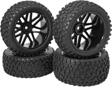 12Mm Hex Wheel Rims Mesh Shape Rubber Tires with Sponge 88Mm/3.46" Replacement f