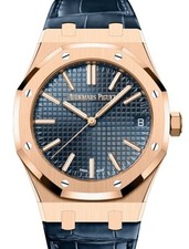 Audemars Piguet Royal Oak 41mm Rose Gold Blue Leather 15510OR.OO.D315CR.02 NEW