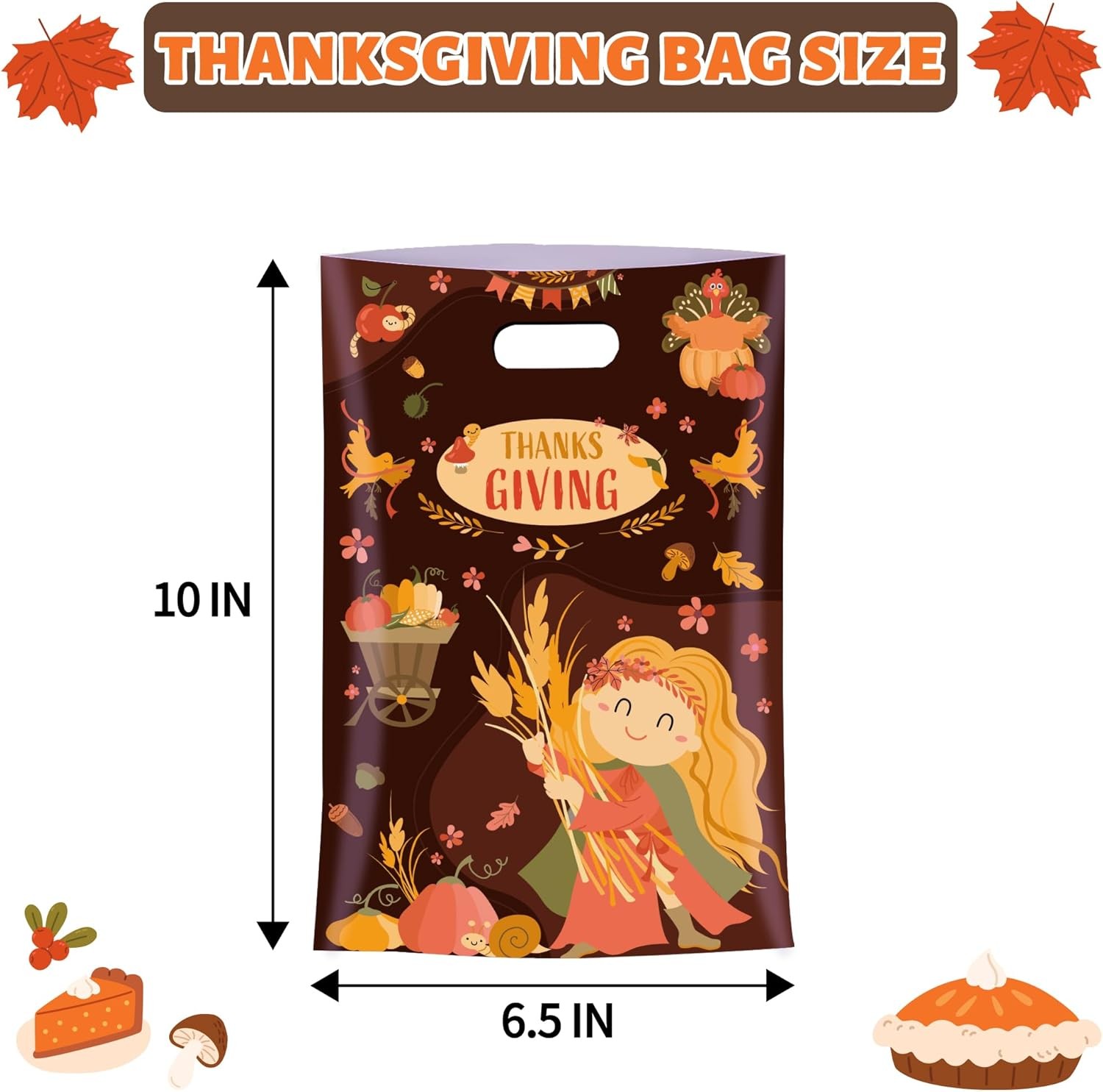 MOSHAKALA 40 Pcs Thanksgiving Treat Bags 1 Count (Pack of 40), 