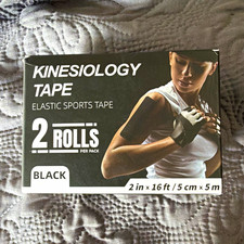 CKeep Kinesiology Sports Tape Water Resistant 2 Rolls 2in x 16ft Black