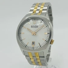 Bulova Accutron Surveyor Men's 41mm Two Tone Steel White Dial Watch 98B220