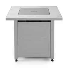 30 In. Gas Fire Pit Table with Cover, Black Glass