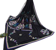Indian Vintage Black Net Hand Embroidered Lehenga Saree Designer Manish Malhotra