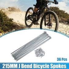 36pcs 14G J Bend Bicycle Steel Spokes 215mm 8.46" Cycle Spokes with Nipples