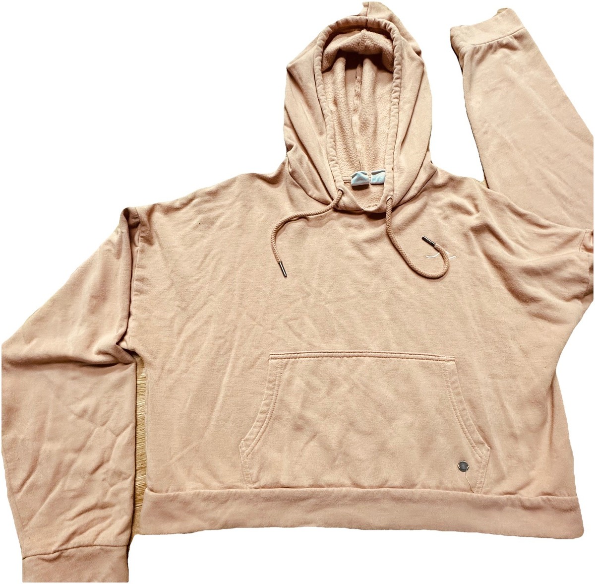 Roxy Surf By Day Crop Hoodie Size M Pastel ORANGE Wave Surf Beachy