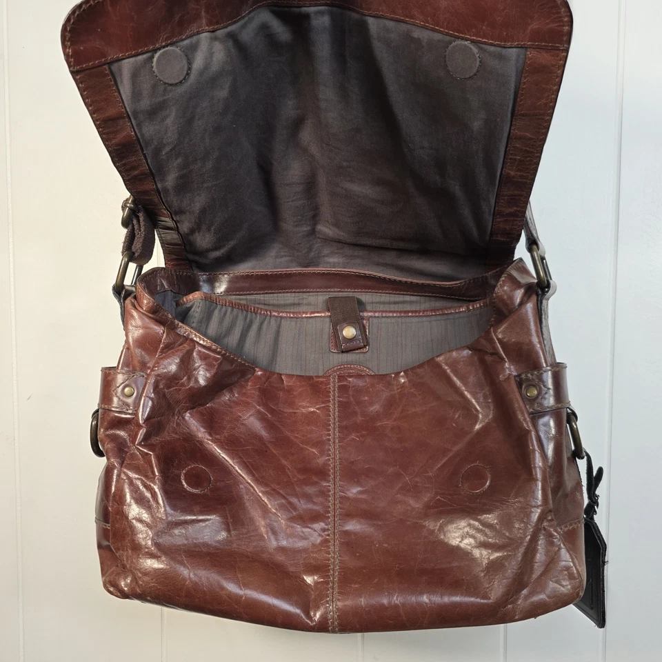 Bolso de hombro Fossil marrón unisex de cuero y lona Foto 3 de 4