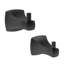 2-Pack Matte Black Towel Hook Stainless Steel Zinc Alloy Robe Coat Hook