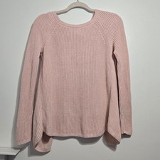 LOFT Petite Pink Knit Sweater with Floral Back Detail XS