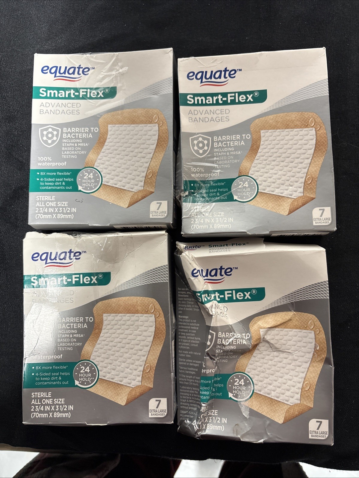 Lot Of 4 Equate Smart-Flex Advanced Bandages, Xl 7 Count (Total Of 28)
