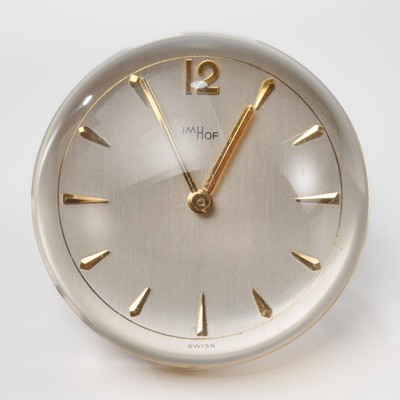 Vintage 1960s Modern Arthur Imhof Lucite Gold Crystal Ball Clock Swiss Rare MCM