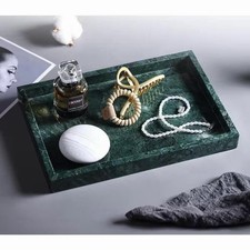 Natural Green Marble Tray for Home Decor, 12" x 8", Rectangular Organizer