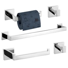 5-Piece Bathroom Hardware Set Polished Towel Bar Sets Include